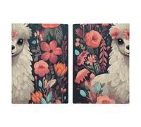 Étui de passeport en cuir pour passeport - Attrape-rêves amérindien - Livre de passeport imprimé pour documents, cadeaux de voyage, Adorable lama floral, 20.3x13.8cm
