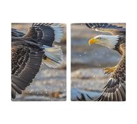 Étui de passeport en cuir pour passeport avec imprimé clôture et cheval pour documents, cadeaux de voyage, Pygargue à tête blanche volant, 20.3x13.8cm