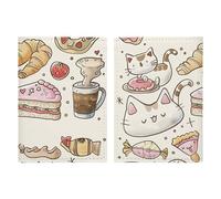 Étui de passeport en cuir pour passeport - Différents motifs de pâtisserie imprimés - Livre de passeport pour documents, cadeaux de voyage, Différents motifs de pâtisserie, 20.3x13.8cm