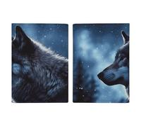 Étui de passeport en cuir pour passeport imprimé amérindien pour documents, cadeaux de voyage, Loup solitaire, 20.3x13.8cm