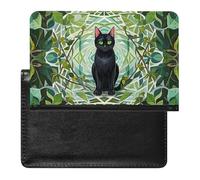 Étui de passeport en cuir pour passeport La sorcière des ténèbres - Étui de voyage essentiel pour homme et femme, motif chat noir, Taille unique