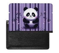Étui de passeport en cuir pour passeport - Mathématiques et physiques - Pour documents de voyage - Essentiels de voyage pour homme et femme, Panda rayé violet, Taille unique