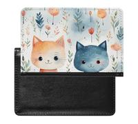 Étui de passeport en cuir pour passeport - Motif chat - Pour documents de voyage - Essentiels de voyage pour homme et femme, Motif chat, Taille unique