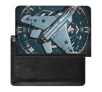 Étui de passeport en cuir pour passeport - Motif chat - Pour documents de voyage - Essentiels de voyage pour homme et femme, Jet de chasse de l'armée de l'air, Taille unique