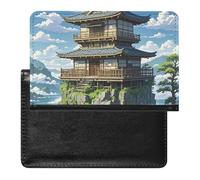 Étui de passeport en cuir pour passeport - Motif dauphins amoureux - Pour homme et femme, Architecture japonaise, Taille unique