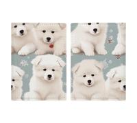 Étui de passeport en cuir pour passeport - Motif petits chiens blancs - Livre de passeport pour documents, cadeaux de voyage, Motif petits chiens blancs, 20.3x13.8cm