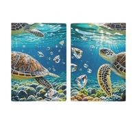 Étui de passeport en cuir pour passeport - Motif phare de mer - Livre de passeport pour documents, cadeaux de voyage, Peinture de tortues de mer, 20.3x13.8cm