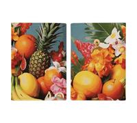 Étui de passeport en cuir pour passeport - Motif vagues - Oiseaux de mer - Livre de passeport pour documents, cadeaux de voyage, Fruits tropicaux et fleurs, 20.3x13.8cm