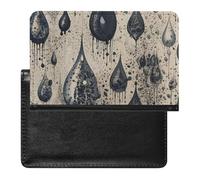 Étui de passeport en cuir pour passeport - Ours dans un arbre - Étui de voyage essentiel pour homme et femme, Motif goutte d'eau noire, Taille unique
