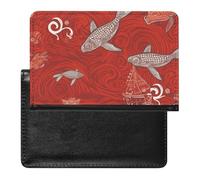 Étui de passeport en cuir pour passeport - Panda ludique - Pour documents de voyage - Essentiels de voyage pour homme et femme, Animal marin rouge, Taille unique