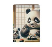 Étui de passeport en cuir pour passeport, Sushis et pandas