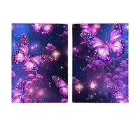 Étui de passeport en cuir pour passeport - Vue de Fantasy River - Livre de passeport imprimé pour documents, cadeaux de voyage, Imprimé papillon mignon violet., 20.3x13.8cm