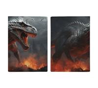 Étui de passeport en cuir PU avec emplacements pour cartes, portefeuille minimaliste avec fermeture éclair et dragons volants Rouge Magma