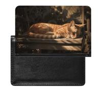 Étui de passeport en cuir rétro avec drapeau du Canada pour homme et femme, Chat orange endormi, Taille unique