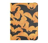 Étui de passeport en cuir synthétique avec emplacements pour cartes de crédit - Motif d'Halloween - Bloque les RFID - Étui de cartes en cuir pour homme et femme