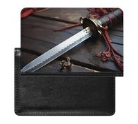 Étui de passeport en cuir synthétique avec épée de samouraï du Japon pour homme et femme, blanc, taille unique, moderne, blanc, Taille unique, Moderne