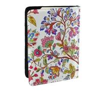 Étui de passeport en cuir synthétique avec imprimé aquarelle de fleurs colorées pour homme et femme, 16,5 cm, Noir , Taille unique