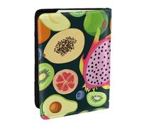 Étui de passeport en cuir synthétique avec imprimé graines de fruits de dragon, kiwi, pour homme et femme, 16,5 cm, Noir , Taille unique