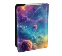 Étui de passeport en cuir synthétique avec imprimé nébuleuses cosmiques et étoiles galactiques pour homme et femme, 16,5 cm, Noir , Taille unique