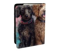 Étui de passeport en cuir synthétique avec imprimé trois chiens duveteux pour homme et femme, 16,5 cm, Noir , Taille unique