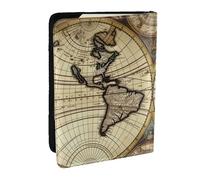 Étui de passeport en cuir synthétique avec motif carte du monde antique pour voyage, protection de passeport RFID pour homme et femme