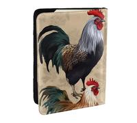 Étui de passeport en cuir synthétique avec motif coq et poulet pour voyage, protection de passeport RFID pour homme et femme