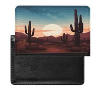 Étui de passeport en cuir synthétique avec motif de cactus - Pour passeport et cartes - Étui de protection ultra fin pour passeport - Pour homme et femme