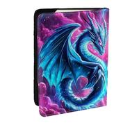 Étui de passeport en cuir synthétique avec motif double dragon imprimé pour homme et femme, 16,5 cm, Noir , Taille unique