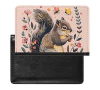 Étui de passeport en cuir synthétique avec motif écureuil et fleurs, pour cartes de crédit, sac de rangement pour passeport pour homme et femme, blanc, taille unique, moderne, blanc, Taille unique,