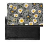 Étui de passeport en cuir synthétique avec motif floral jaune et blanc pour homme et femme, blanc, taille unique, moderne, blanc, Taille unique, Moderne