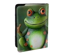 Étui de passeport en cuir synthétique avec motif grenouille de bienvenue pour voyage, protection de passeport RFID pour homme et femme
