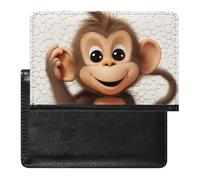 Étui de passeport en cuir synthétique avec petit singe pour cartes de crédit et passeport pour homme et femme, blanc, taille unique, moderne, blanc, Taille unique, Moderne
