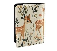 Étui de passeport en cuir synthétique avec trois cerfs Sika - Pour homme et femme - 16,5 cm