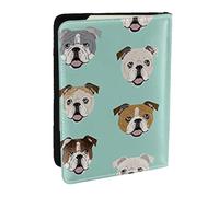 Étui de passeport en cuir synthétique avec visages de bouledogue anglais pour voyage, protection de passeport RFID pour homme et femme