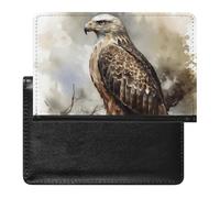 Étui de passeport en cuir synthétique de qualité supérieure avec motif aquarelle de Hawk assis dans l'arbre - Unisexe - Essentiels de voyage - Organiseur de documents pour les vacances et les voyages