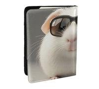 Étui de passeport en cuir synthétique imprimé A Little White Mole portant des lunettes - Pour homme et femme - 16,5 cm