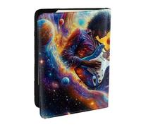 Étui de passeport en cuir synthétique imprimé guitariste rock pour homme et femme, 16,5 cm, Noir , Taille unique