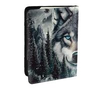 Étui de passeport en cuir synthétique imprimé loup solitaire mystérieux pour homme et femme, 16,5 cm, Noir , Taille unique
