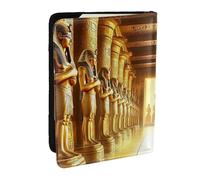 Étui de passeport en cuir synthétique imprimé temples pyramides égyptiennes, 16,5 cm, Noir , Taille unique