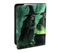 Étui de passeport en cuir synthétique imprimé « Three Witches in A Dark », motif forêt étrange, pour homme et femme, 16,5 cm, Noir , Taille unique
