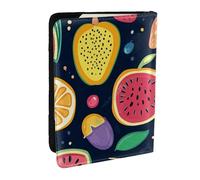Étui de passeport en cuir synthétique imprimé tranches de kiwi pastèque pour homme et femme, 16,5 cm, Noir , Taille unique