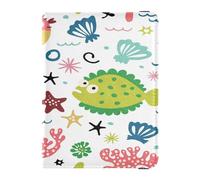 Étui de passeport en cuir synthétique léger pour femmes et hommes famille mignon carnet de passeport essentiel de voyage adorable vie marine poisson hawaïen, multicolore, 1 size, Décontracté
