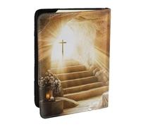 Étui de passeport en cuir synthétique pour homme et femme - Motif tombe tranquille avec lumière montante - 16,5 cm, Noir , Taille unique