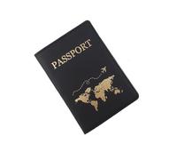 Étui de passeport en cuir synthétique pour homme et homme - Organiseur de passeport - Portefeuille de voyage pour passeport, carte de billet, cartes d'embarquement, carte de crédit, Noir