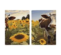 Étui de passeport en cuir synthétique ultra fin avec motif de vache et tournesols - Organiseur de documents de voyage compact de qualité supérieure - Housse de protection pour passeport international