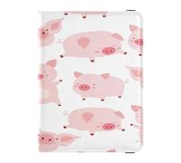 Étui de passeport en cuir ultra fin pour cartes de vaccin pour famille, vacances, organiseur de documents, accessoires essentiels de voyage, joyeux, petit cochon mignon, multicolore, 1 size,