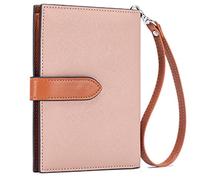 Étui de passeport en cuir véritable avec blocage RFID avec poche zippée pour pièces de monnaie, cartes de crédit et cartes SIM, porte-cartes familial, bleu, rose, 4.33 x 0.59 x 5.71 in, Décontracté