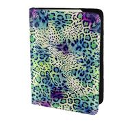 Étui de passeport en cuir véritable écologique imprimé léopard vert