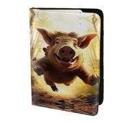 Étui de passeport en cuir véritable écologique imprimé sanglier