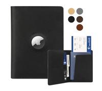 Étui de passeport en cuir véritable pour homme et femme - Fait à la main - Accessoires essentiels de voyage - Cadeaux de Noël et d'anniversaire, noir, Pour Airtag (avec fente Airtag)